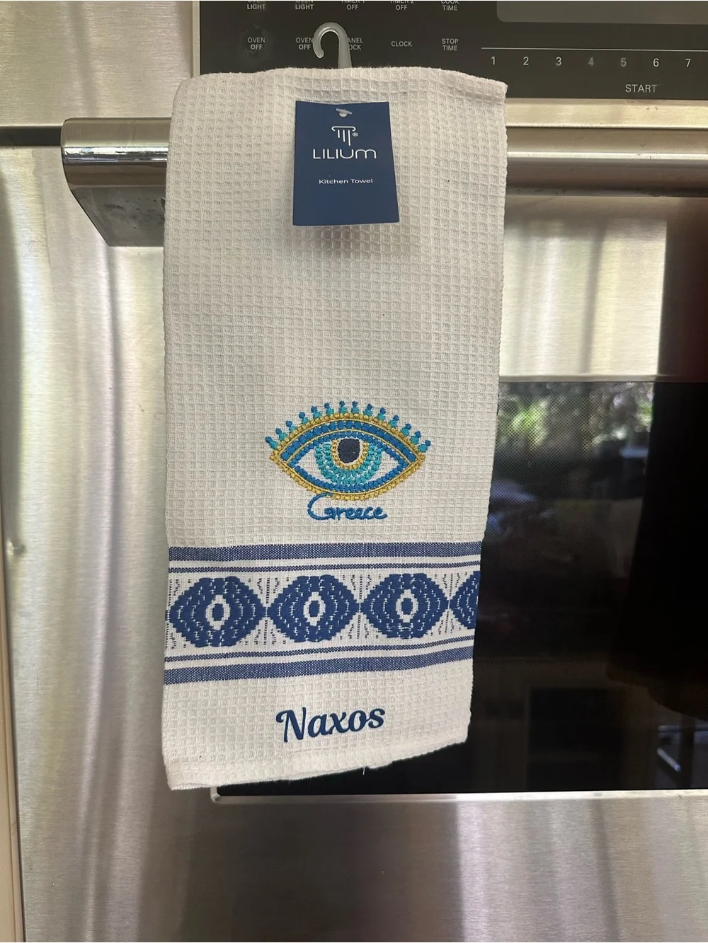 White & Blue Naxos Kitchen Towel - Greece Eye Design